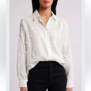 ESQUALO TEXTURED CIRCLES BUTTON FRONT SHIRT WHITE 14